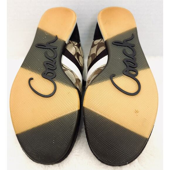 Coach Signature Joss Ladies Sz 8M Monogram Brown Leather & Suede Sneakers EUC - Picture 9 of 9